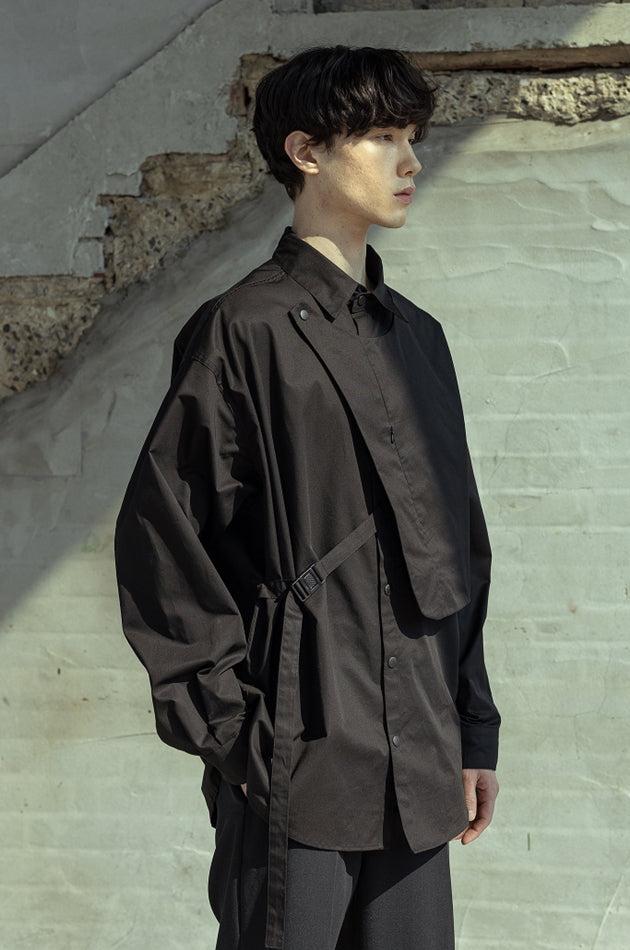 マスノウン(MASSNOUN)  OVER WRAP TECH SHIRTS MSOST001-BK