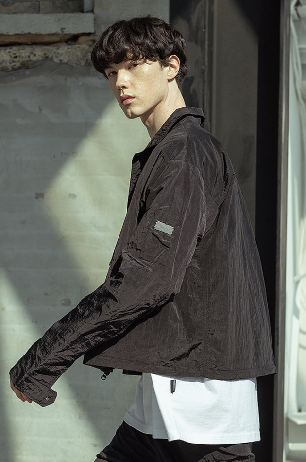 マスノウン(MASSNOUN)  CROPPED NYLON JACKET MSOJK003-BK