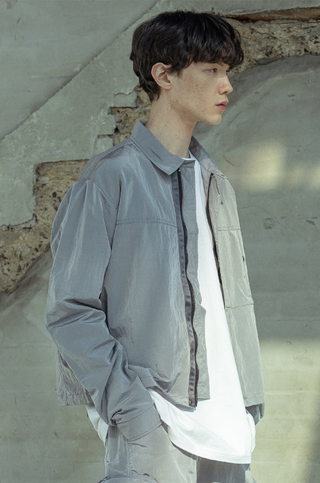 マスノウン(MASSNOUN)  CROPPED NYLON JACKET MSOJK003-GY