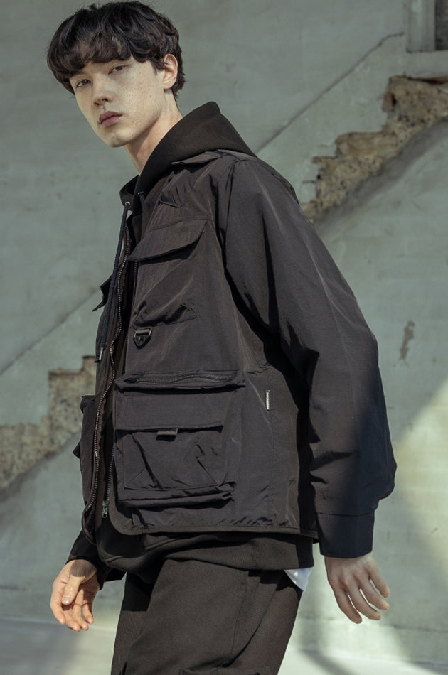 マスノウン(MASSNOUN)  CARTRIDGE COLLARLESS JACKET MSOJK004-BK