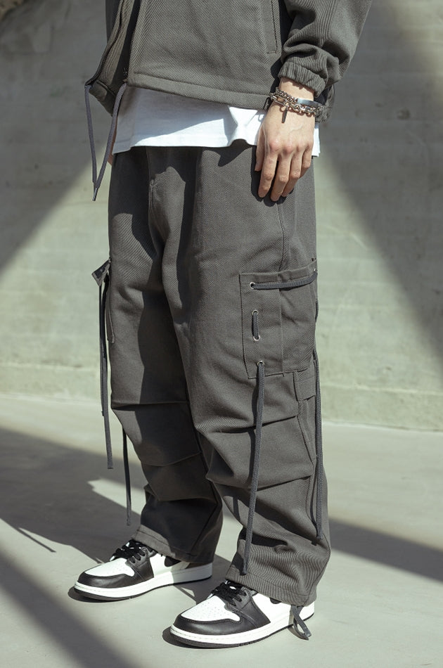 マスノウン(MASSNOUN)  CABLE CARGO HARD COTTON PANTS MSOCP001-GY