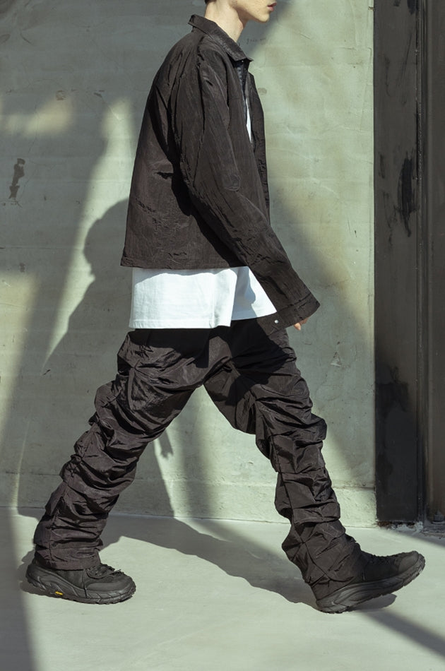 マスノウン(MASSNOUN)  CRUMBLE NYLON PANTS MSOTP005-BK