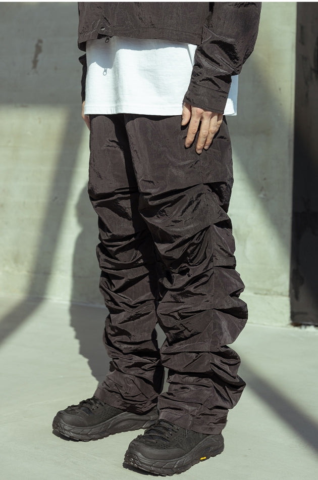 マスノウン(MASSNOUN)  CRUMBLE NYLON PANTS MSOTP005-BK