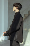 マスノウン(MASSNOUN)  CABLE OVERSIZED HARD COTTON SHIRTS MSOST002-BK