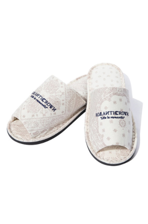 ロマンティッククラウン(ROMANTIC CROWN) Paisley logo slipper_OATMEAL