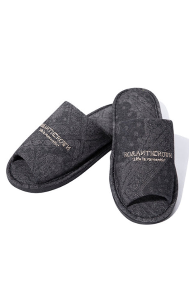 ロマンティッククラウン(ROMANTIC CROWN) Paisley logo slipper_BLUE