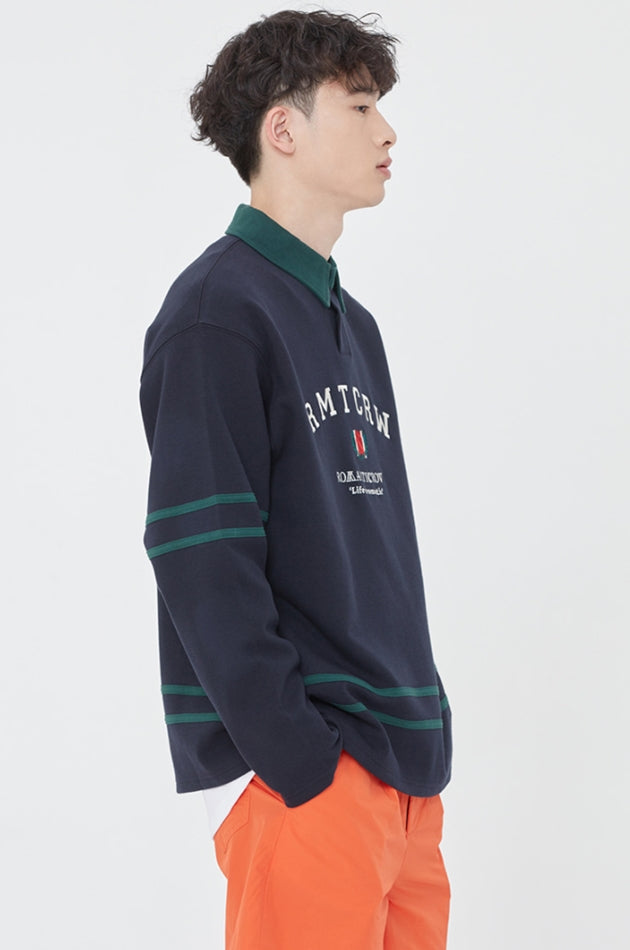 ロマンティッククラウン(ROMANTIC CROWN) RMTCRW LINING POLO SHIRT_NAVY