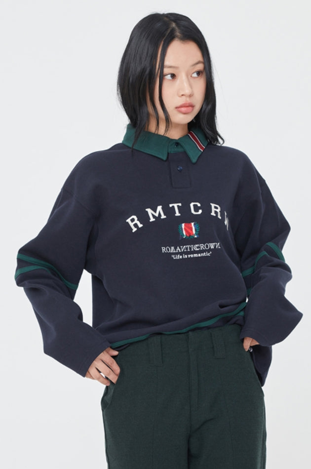 ロマンティッククラウン(ROMANTIC CROWN) RMTCRW LINING POLO SHIRT_NAVY