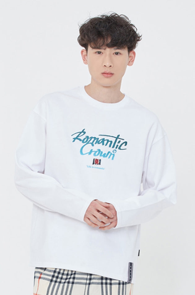 ロマンティッククラウン(ROMANTIC CROWN) GRADATION LOGO LONG SLEEVES_WHITE