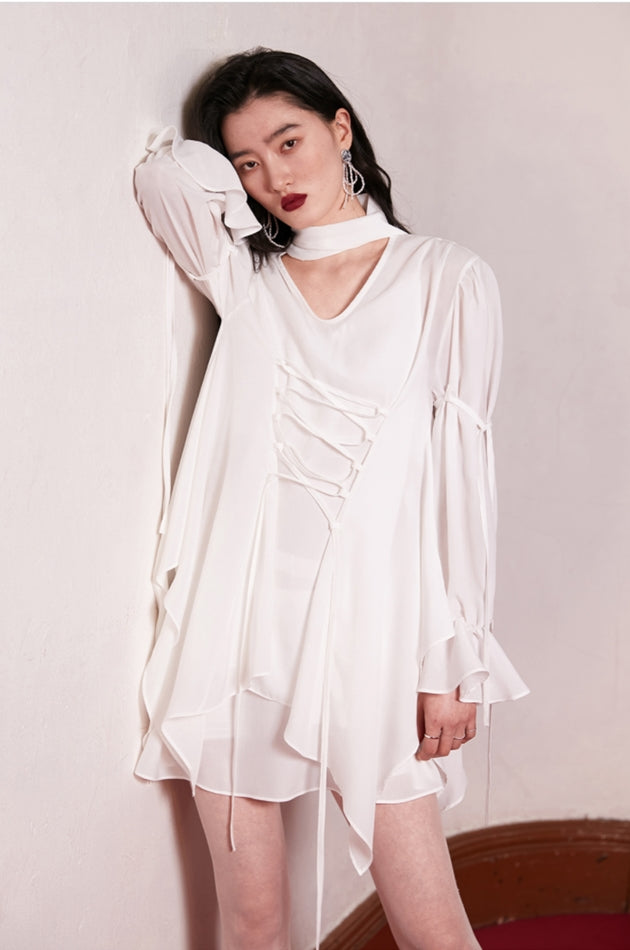 nache(ナチェ)  OFFBODY CHIFFON DRESS