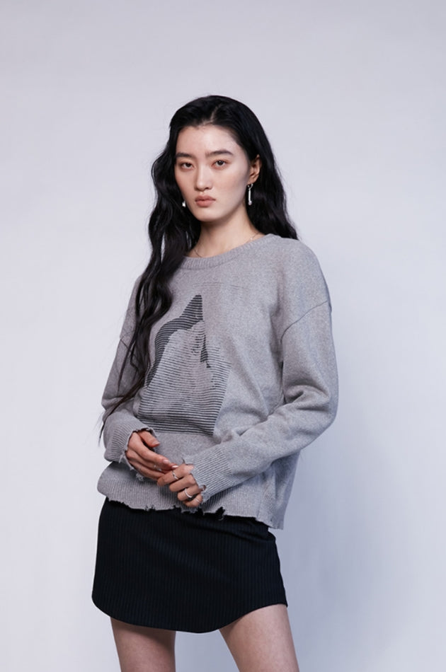 nache(ナチェ)  HALFTONE DAMAGE KNIT (UNISEX)