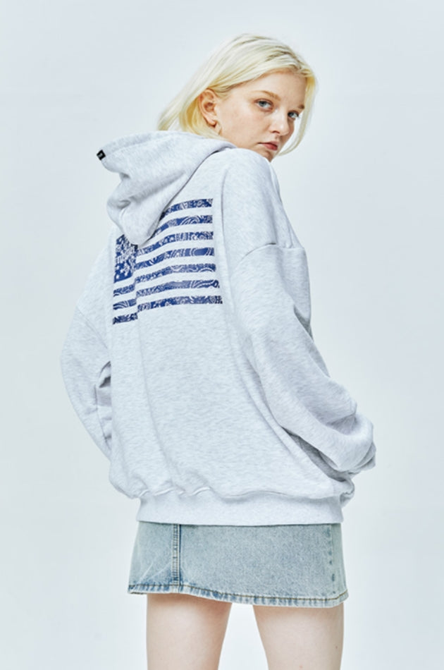 セイントペイン(SAINTPAIN) SP FLAG OF PAISLEY HOOD-ASH MELANGE