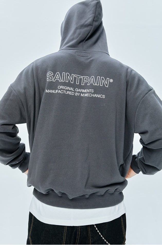 セイントペイン(SAINTPAIN) SP OUTLINE LOGO HOOD-CHARCOAL