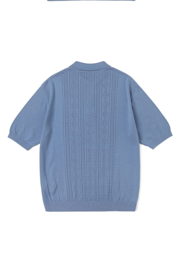 mahagrid (マハグリッド) CABLE KNIT POLO [BLUE] – UNDERSTUDY CLUB