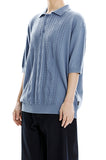 mahagrid (マハグリッド)    CABLE KNIT POLO [BLUE]