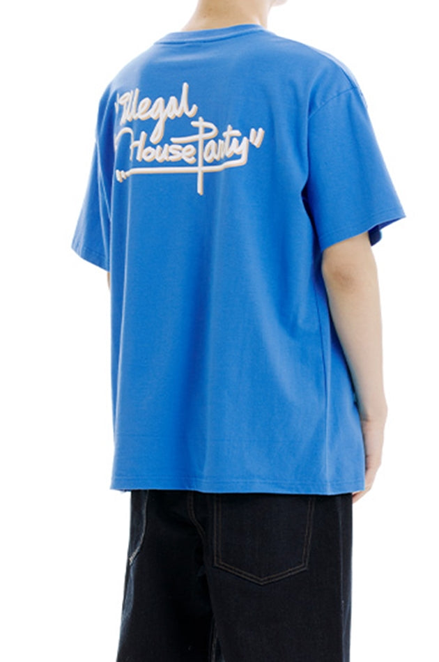 mahagrid (マハグリッド)    HANDSTYLE LOGO TEE [BLUE]