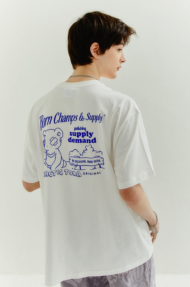 ボーンチャンプス(BORN CHAMPS) BEAR SCENE OVERFIT TEE B21ST12WH