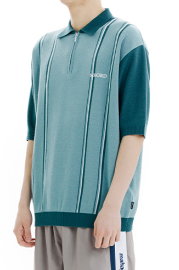 mahagrid (マハグリッド)   HALF ZIP JACQUARD POLO [GREEN]