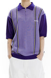 mahagrid (マハグリッド)   HALF ZIP JACQUARD POLO [PURPLE]