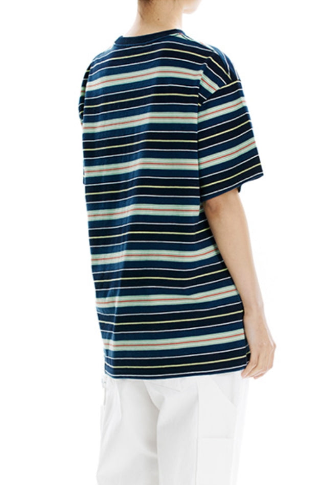 mahagrid (マハグリッド)   BASIC LOGO STRIPED TEE [NAVY]