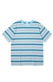 mahagrid (マハグリッド)    BASIC LOGO STRIPED TEE [BLUE]