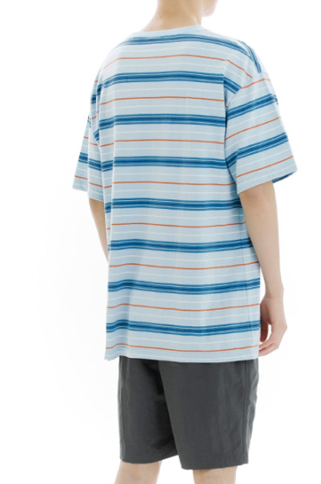 mahagrid (マハグリッド)    BASIC LOGO STRIPED TEE [BLUE]