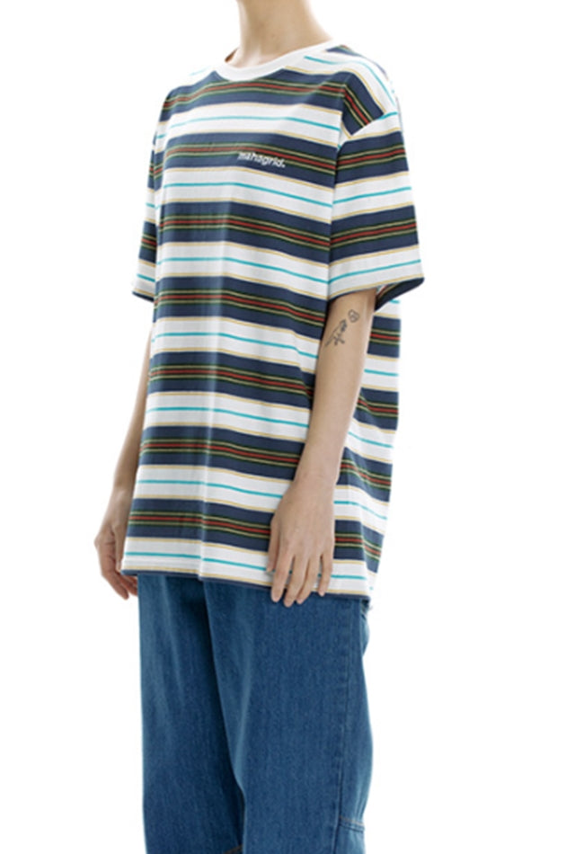 mahagrid (マハグリッド)     BASIC LOGO STRIPED TEE [WHITE]