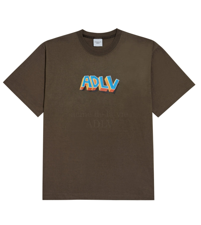 アクメドラビ(acme' de la vie)  BLOCK LOGO SHORT SLEEVE T-SHIRT BROWN