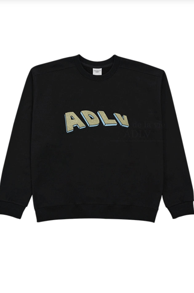 アクメドラビ(acme' de la vie) 3D TWO-TONE EMBROIDERY SWEATSHIRT BLACK