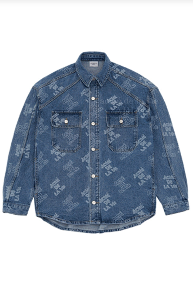 アクメドラビ(acme' de la vie)  ADLV LOGO PATTERN DENIM JACKET BLUE