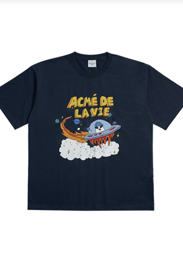 アクメドラビ(acme' de la vie)  SPACESHIP SHORT SLEEVE T-SHIRT NAVY