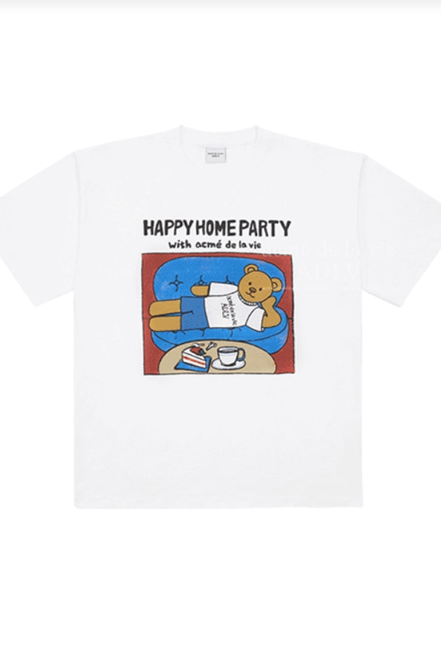 アクメドラビ(acme' de la vie)  HAPPY HOME PARTY SHORT SLEEVE T-SHIRT WHITE