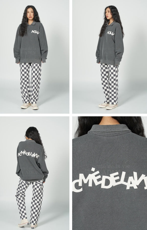 アクメドラビ(acme' de la vie)  PIGMENT LEATHER PATCH PIQUE SHIRTS CHARCOAL