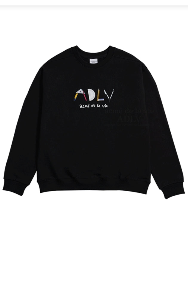 アクメドラビ(acme' de la vie)  PROTRACTOR LOGO SWEATSHIRT BLACK