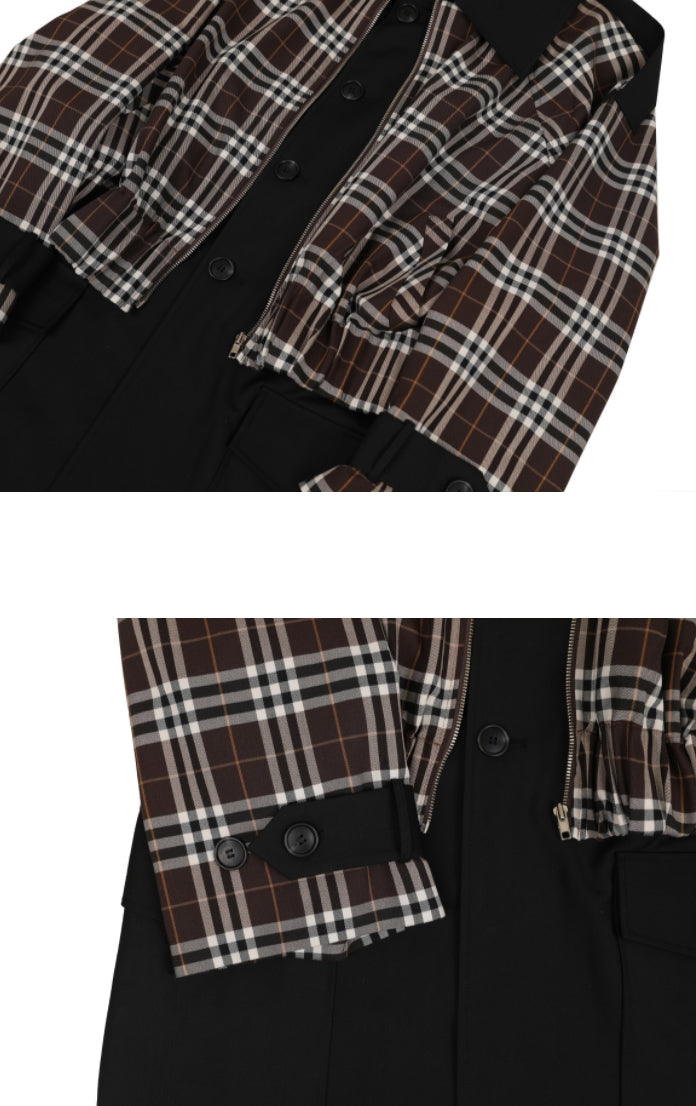 A-WENDE(オウェンド) Plaid Crop Trench coat / black