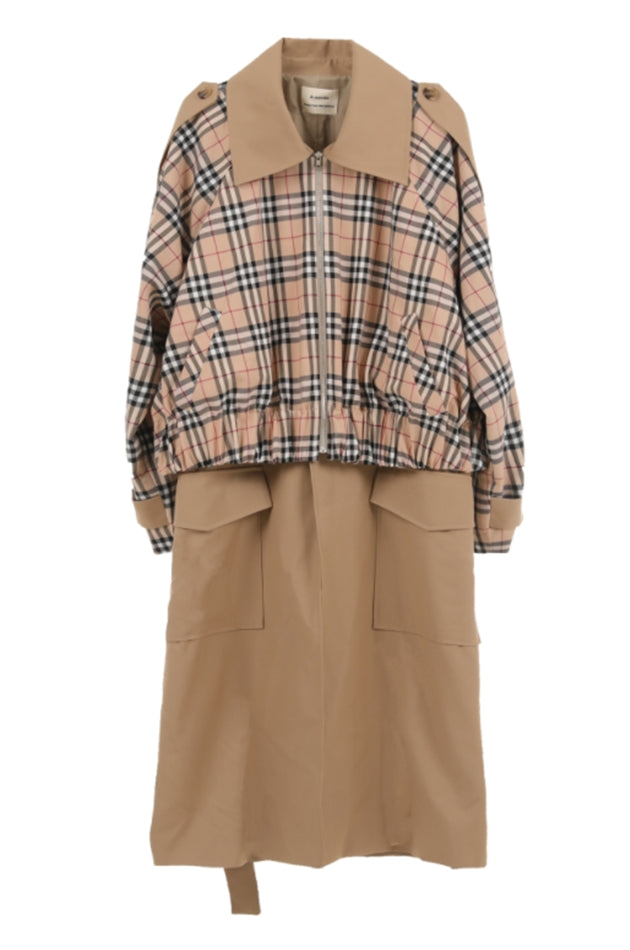 A-WENDE(オウェンド) Plaid Crop Trench coat / brown