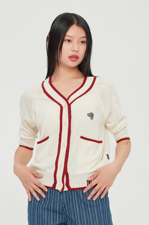 ロマンティッククラウン(ROMANTIC CROWN) WOMANS CABLE SHORT CARDIGAN_OATMEAL