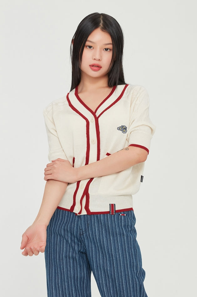 ロマンティッククラウン(ROMANTIC CROWN) WOMANS CABLE SHORT CARDIGAN_OATMEAL