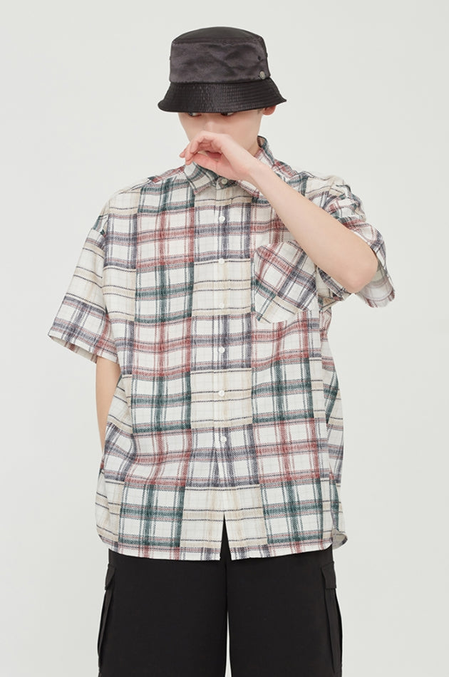 ロマンティッククラウン(ROMANTIC CROWN) MULTI COLOR CHECK SHIRT_OATMEAL
