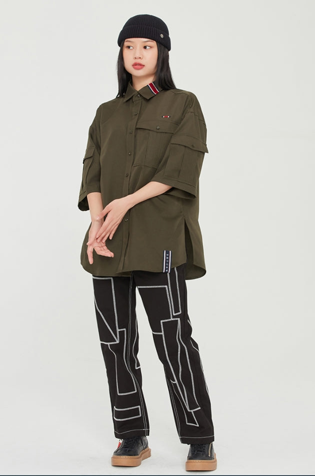 ロマンティッククラウン(ROMANTIC CROWN) RELAX POCKET SHIRT_KHAKI