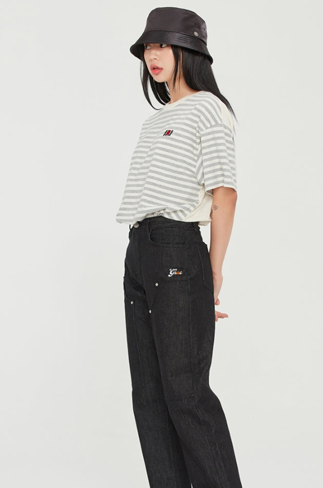 ロマンティッククラウン(ROMANTIC CROWN) STRIPE REVERSE TEE_OATMEAL