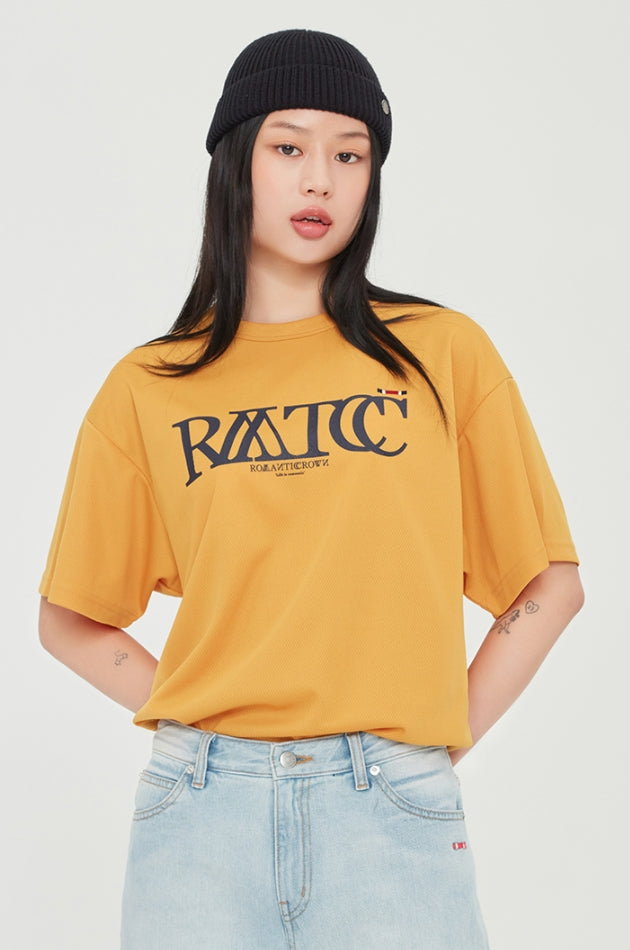 ロマンティッククラウン(ROMANTIC CROWN) RMTC MESH LOGO TEE_YELLOW