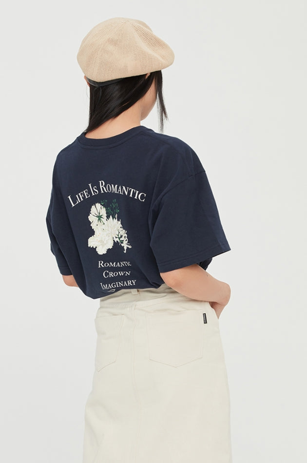 ロマンティッククラウン(ROMANTIC CROWN)  WILD FLOWER TEE_NAVY