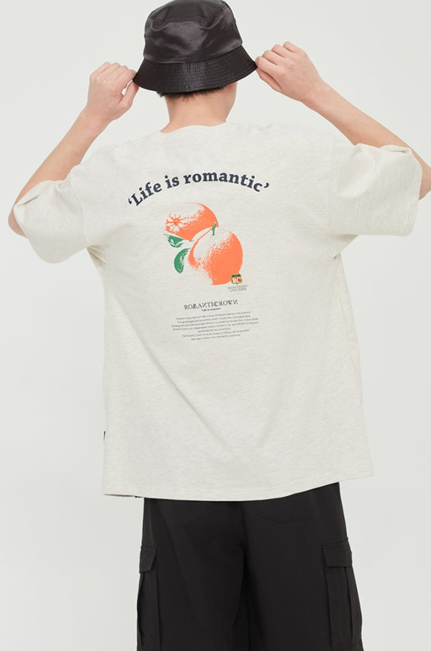 ロマンティッククラウン(ROMANTIC CROWN) COLOR DOT ORANGE TEE_MELANGE IVORY