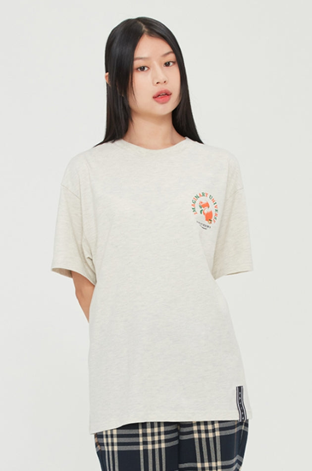 ロマンティッククラウン(ROMANTIC CROWN) COLOR DOT ORANGE TEE_MELANGE IVORY