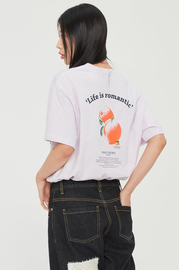 ロマンティッククラウン(ROMANTIC CROWN) COLOR DOT ORANGE TEE_MELANGE LIGHT PURPLE
