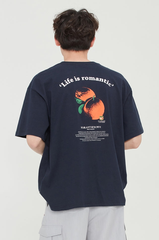 ロマンティッククラウン(ROMANTIC CROWN) COLOR DOT ORANGE TEE_NAVY