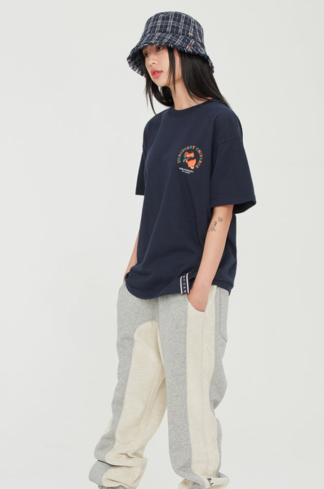 ロマンティッククラウン(ROMANTIC CROWN) COLOR DOT ORANGE TEE_NAVY