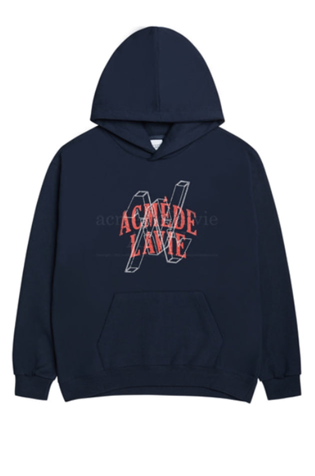 アクメドラビ(acme' de la vie)  CROSS V LOGO HOODIE NAVY