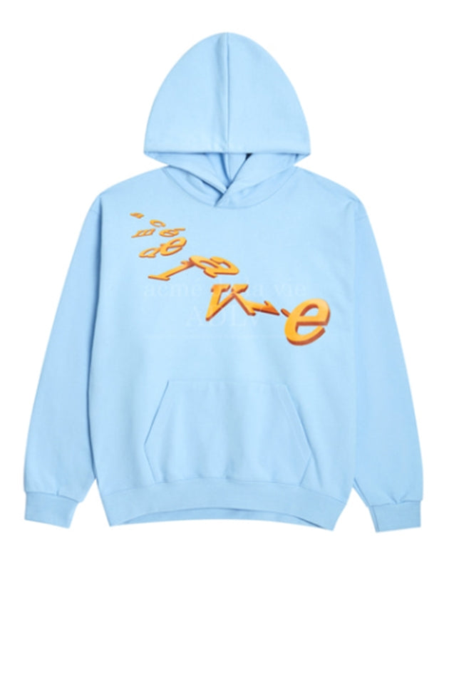 アクメドラビ(acme' de la vie)  FALLDOWN LOGO HOODIE SKYBLUE